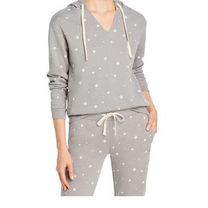 Alternative Grey Hoodie with slashed neck and white stars